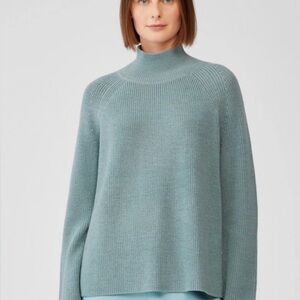 Eileen Fisher Soft Blue Mock Neck Sweater